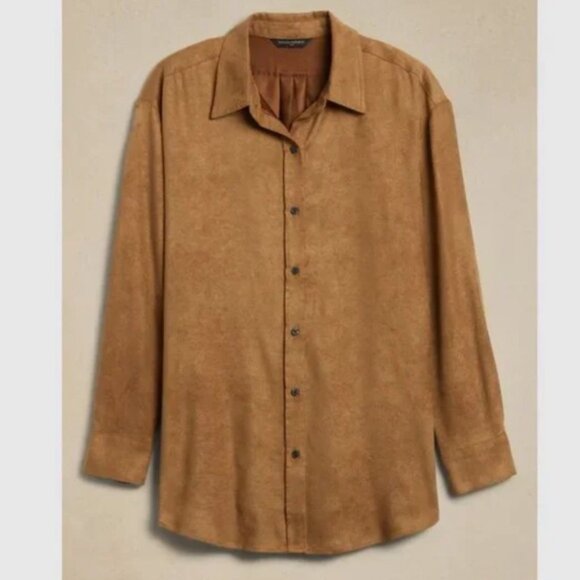 $90, BANANA REPUBLIC Oversize Vegan Suede Top - XS - Picture 4 of 7